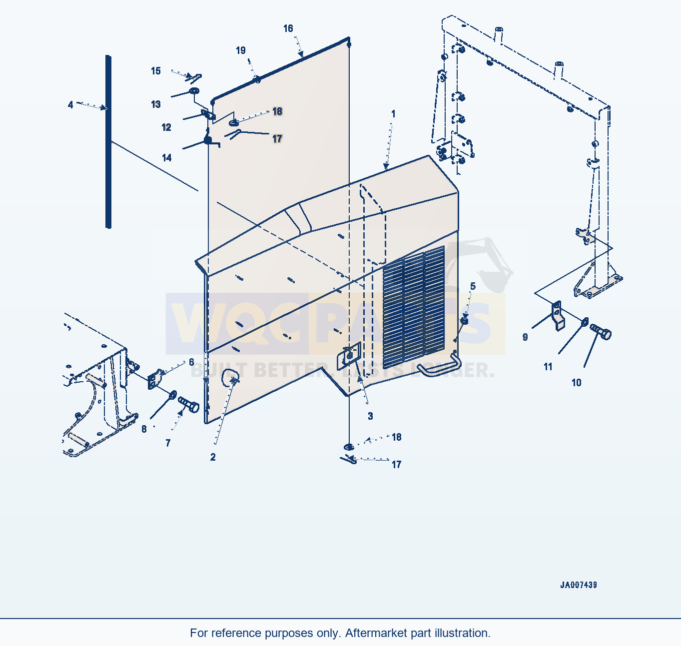 Komatsu WA380-7 Hood, Door, Lhs parts diagram
