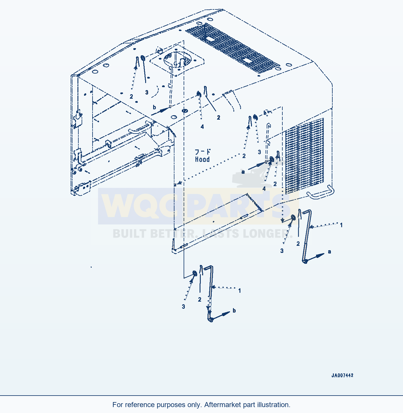 Komatsu WA380-7 Hood, Door Open Lock parts diagram