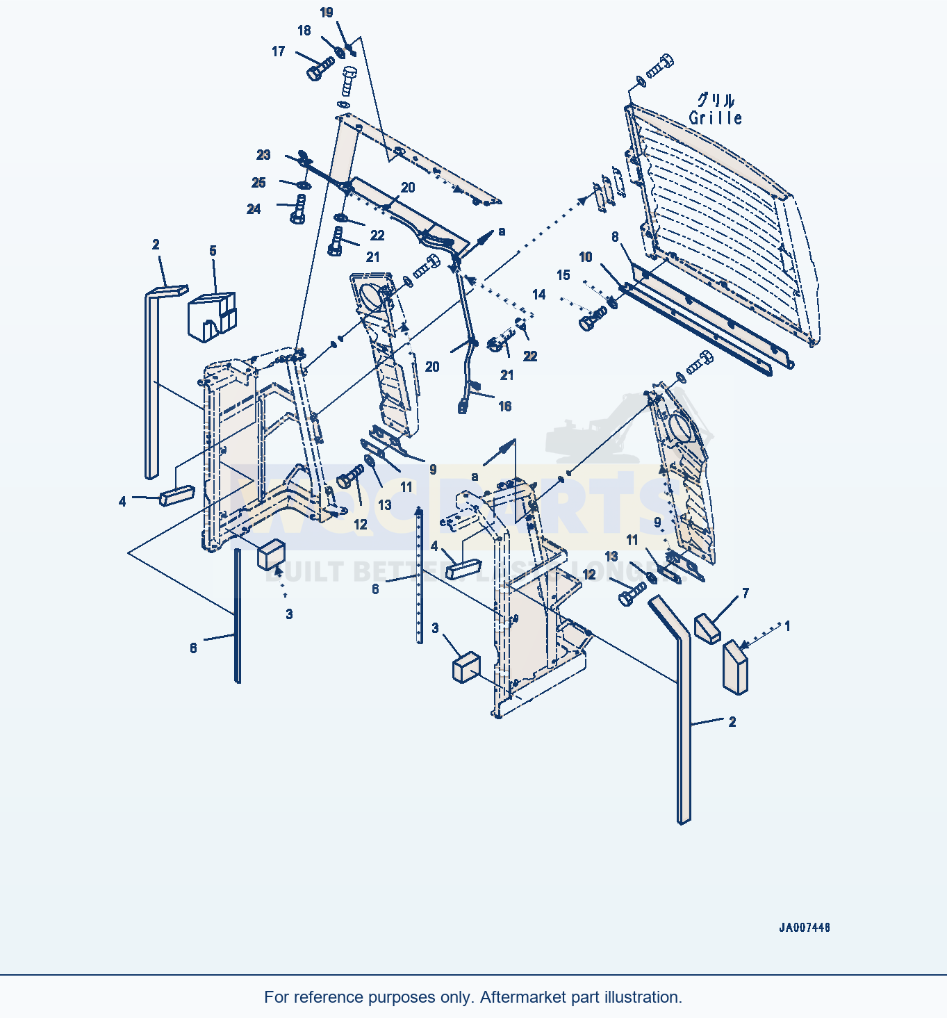 Komatsu WA380-7 Hood, Grille Related parts diagram
