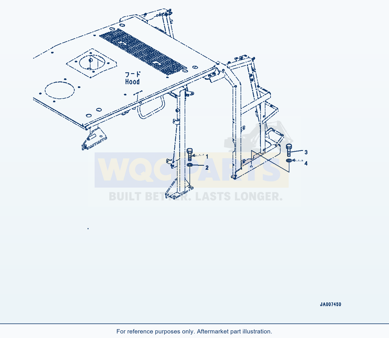 Komatsu WA380-7 Hood, Hood And Grille Mounting parts diagram