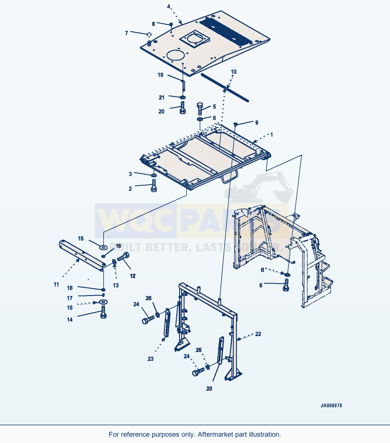Komatsu WA380-7 Hood, Hood parts diagram