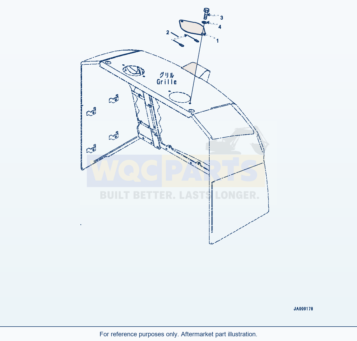 Komatsu WA380-7 Hood, Radiator Cover parts diagram