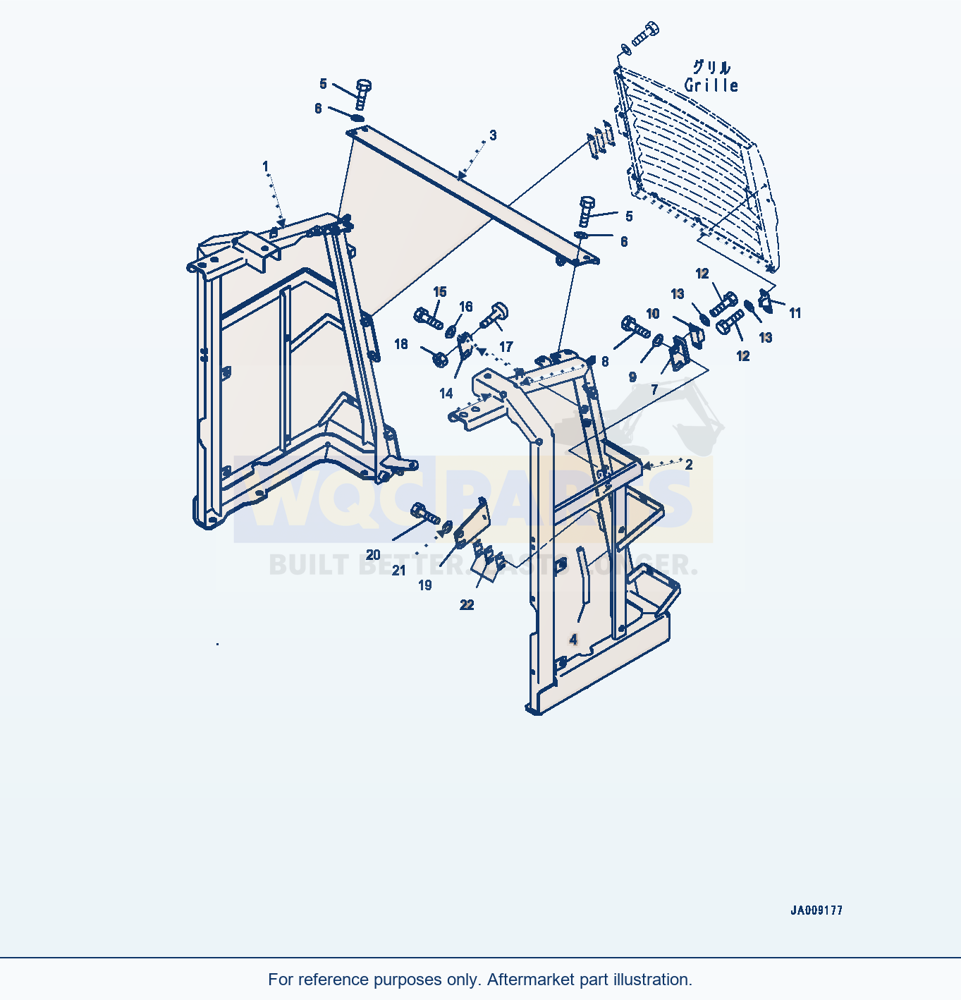 Komatsu WA380-7 Hood, With Cap Type, Frame parts diagram