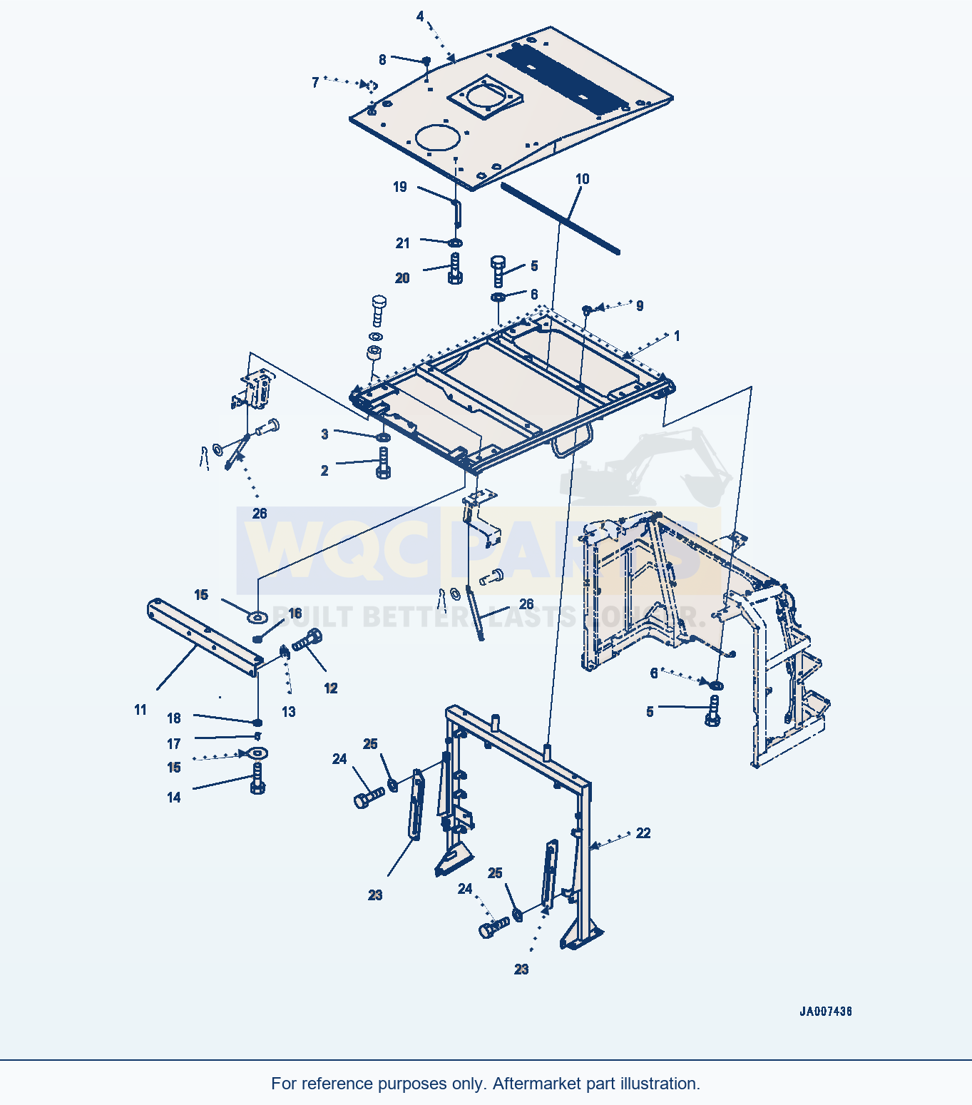 Komatsu WA380-7 Hood, With Cap Type, Hood parts diagram
