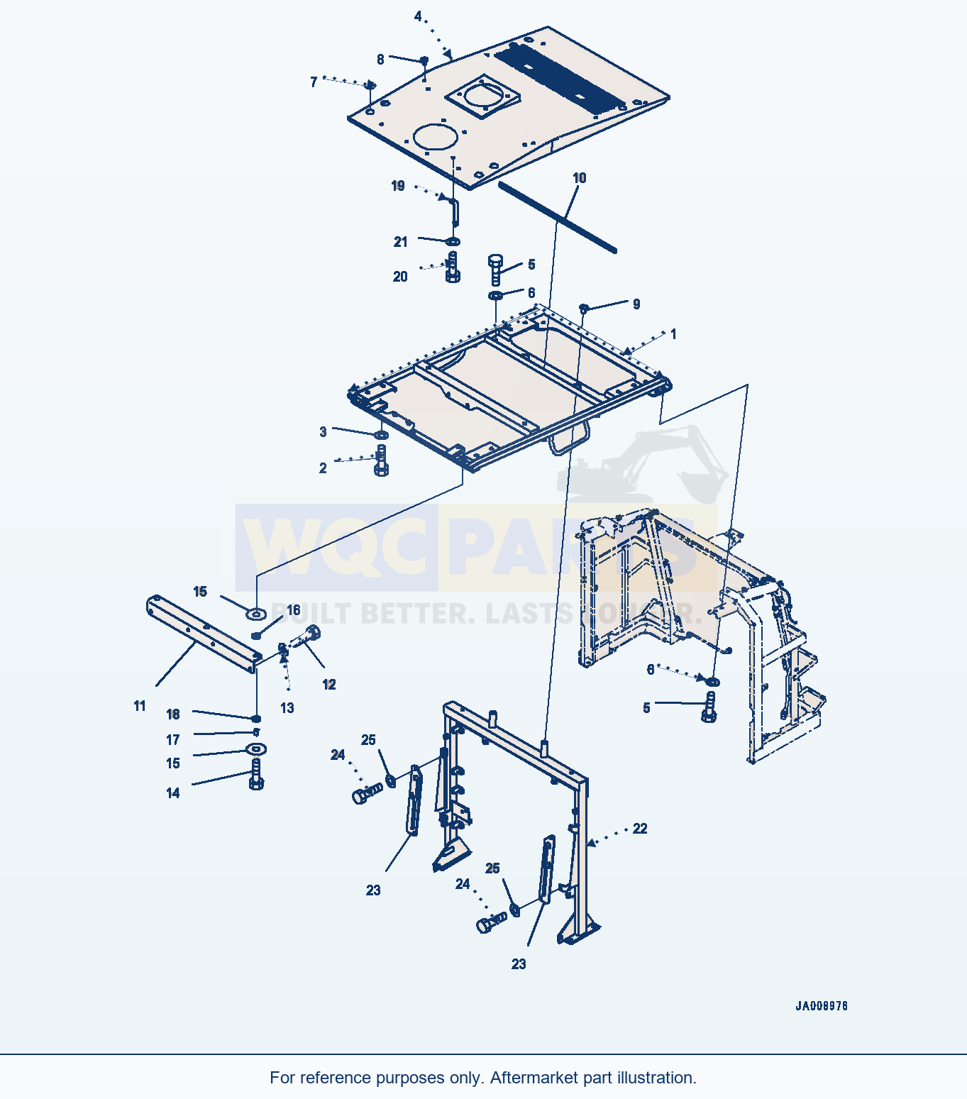 Komatsu WA380-7 Hood, With Cap Type, Rear Full Fender, Hood parts diagram