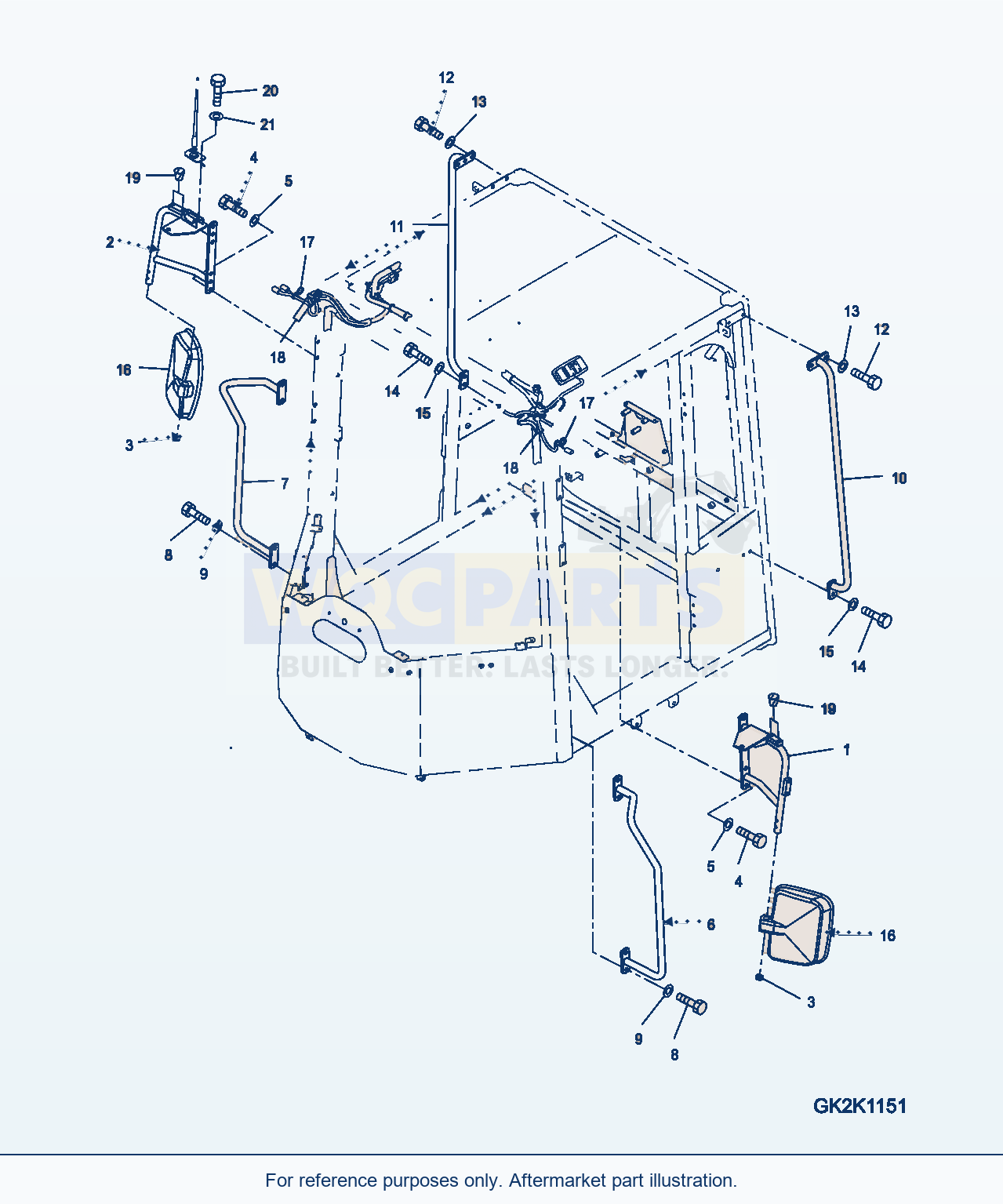 Komatsu WA380-7 Mirror Serial 10001-UP parts diagram