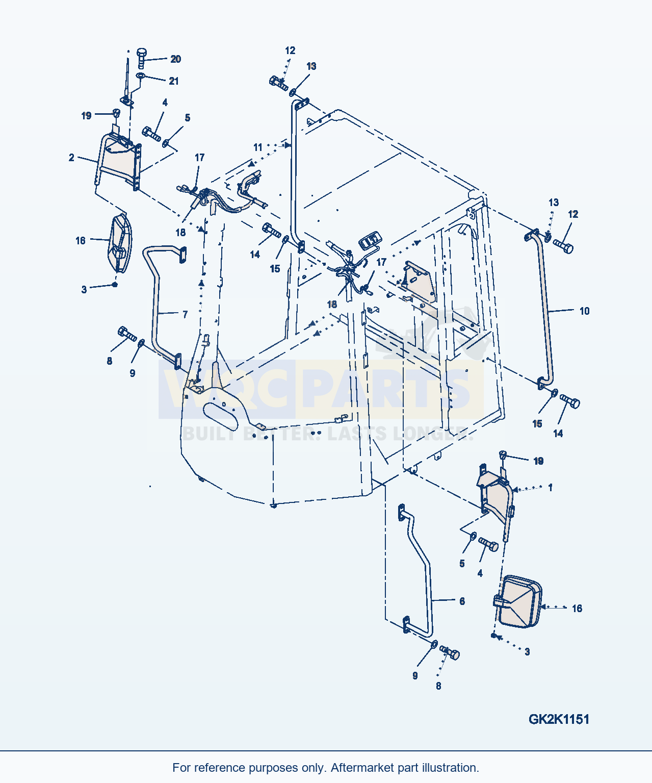 Komatsu WA380-7 Mirror Serial H62051-UP parts diagram