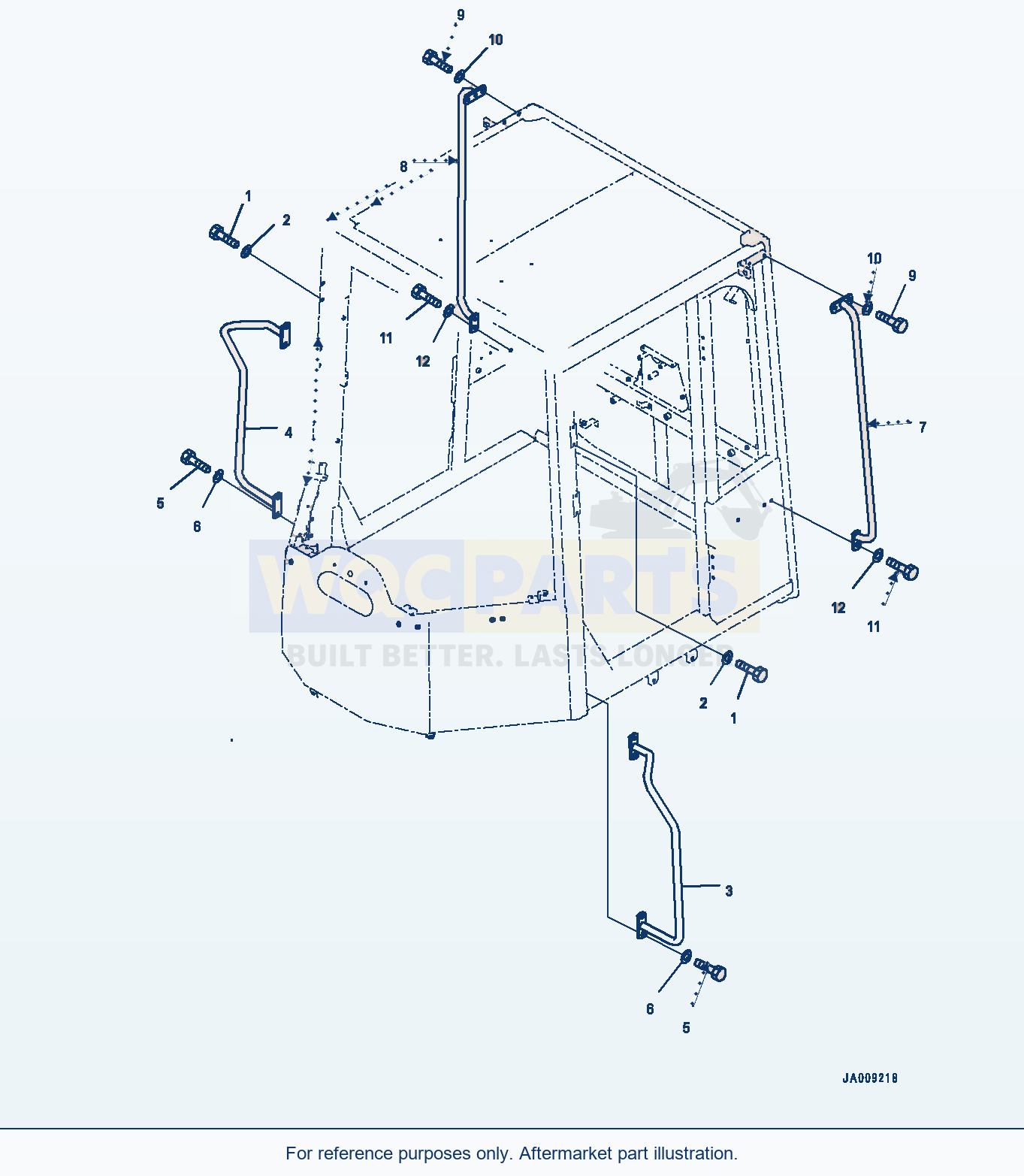Komatsu WA380-7 Parts For Less Mirror parts diagram