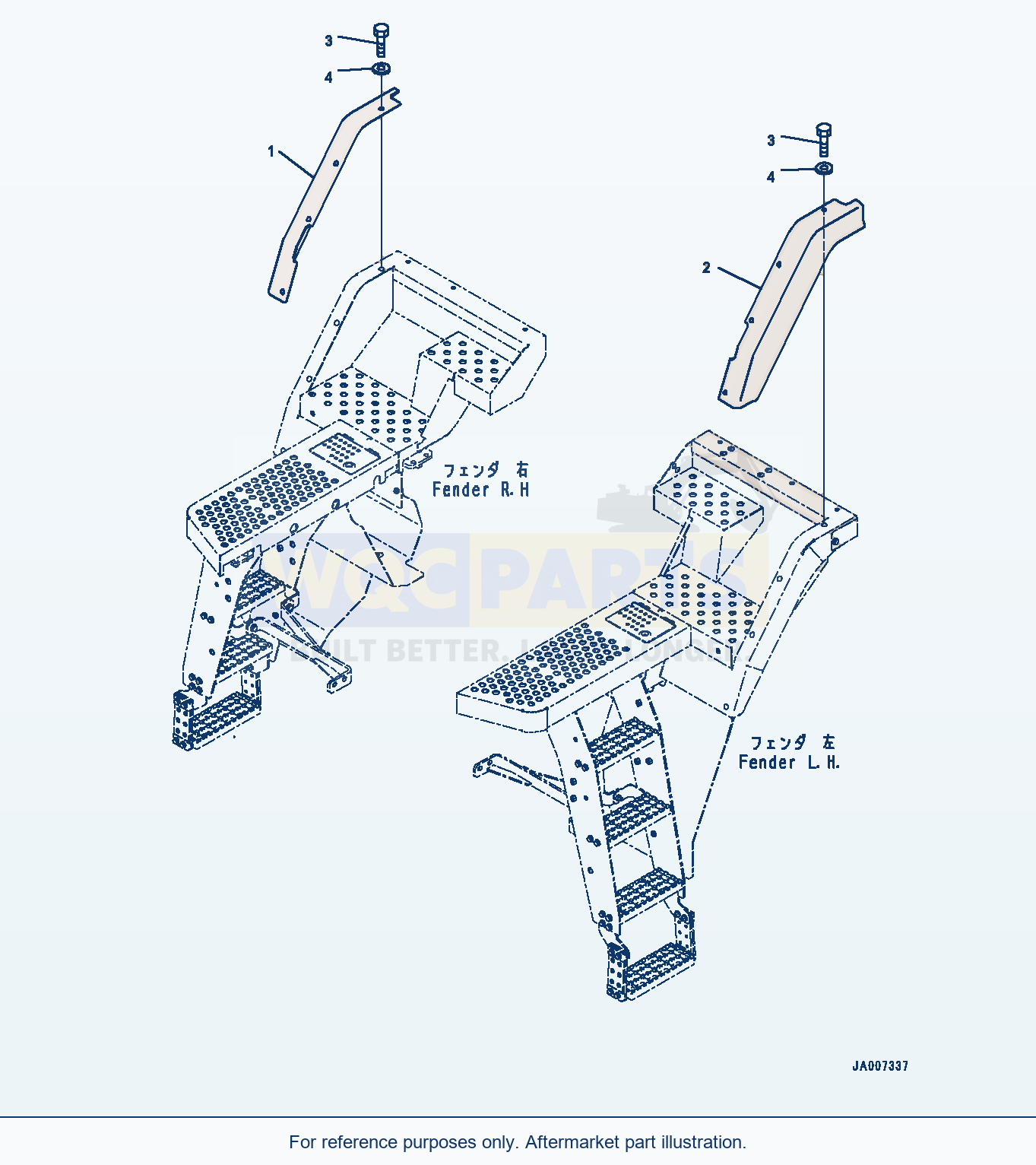 Komatsu WA380-7 Rear Fender, Cover Serial 10001-UP parts diagram