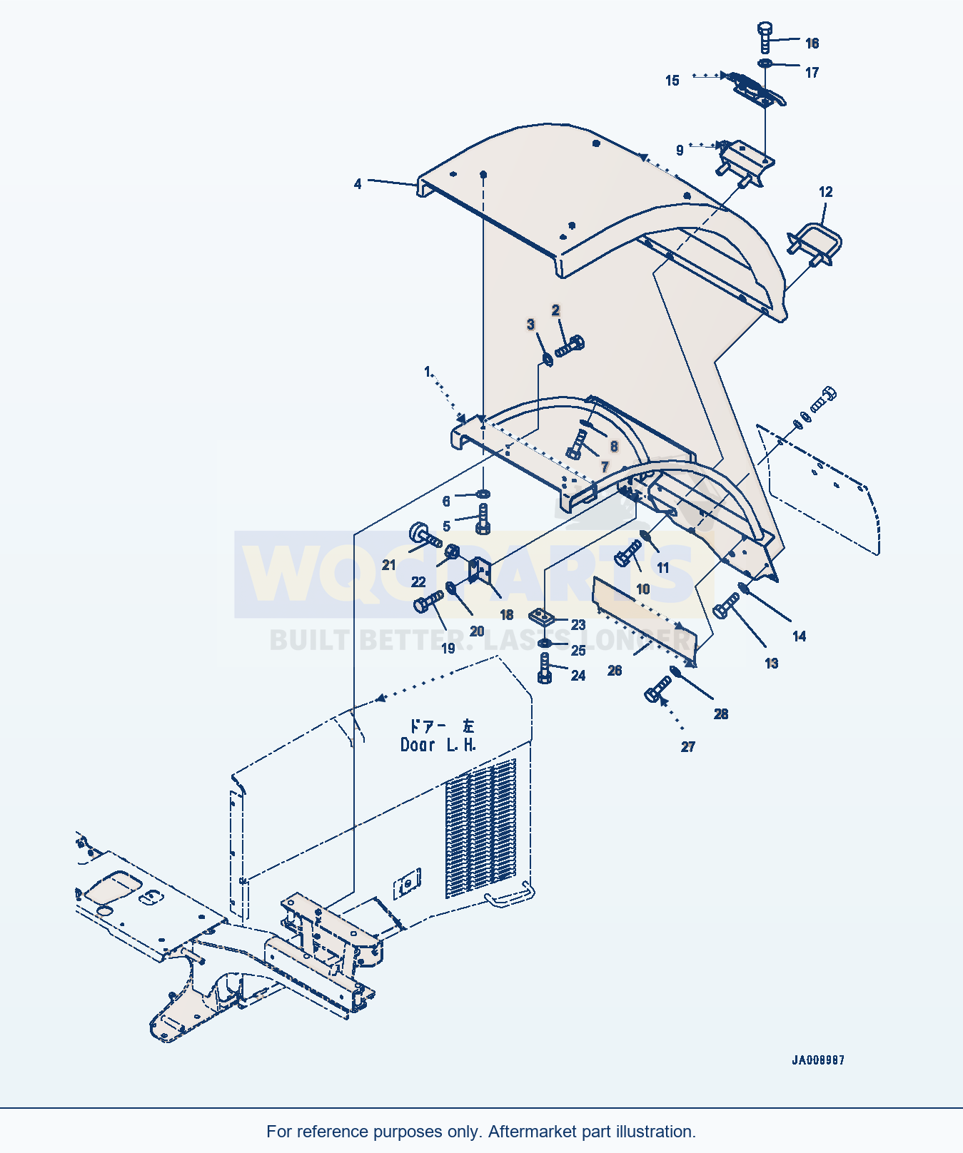 Komatsu WA380-7 Rear Fender, Fender, Lhs Serial 10001-UP parts diagram