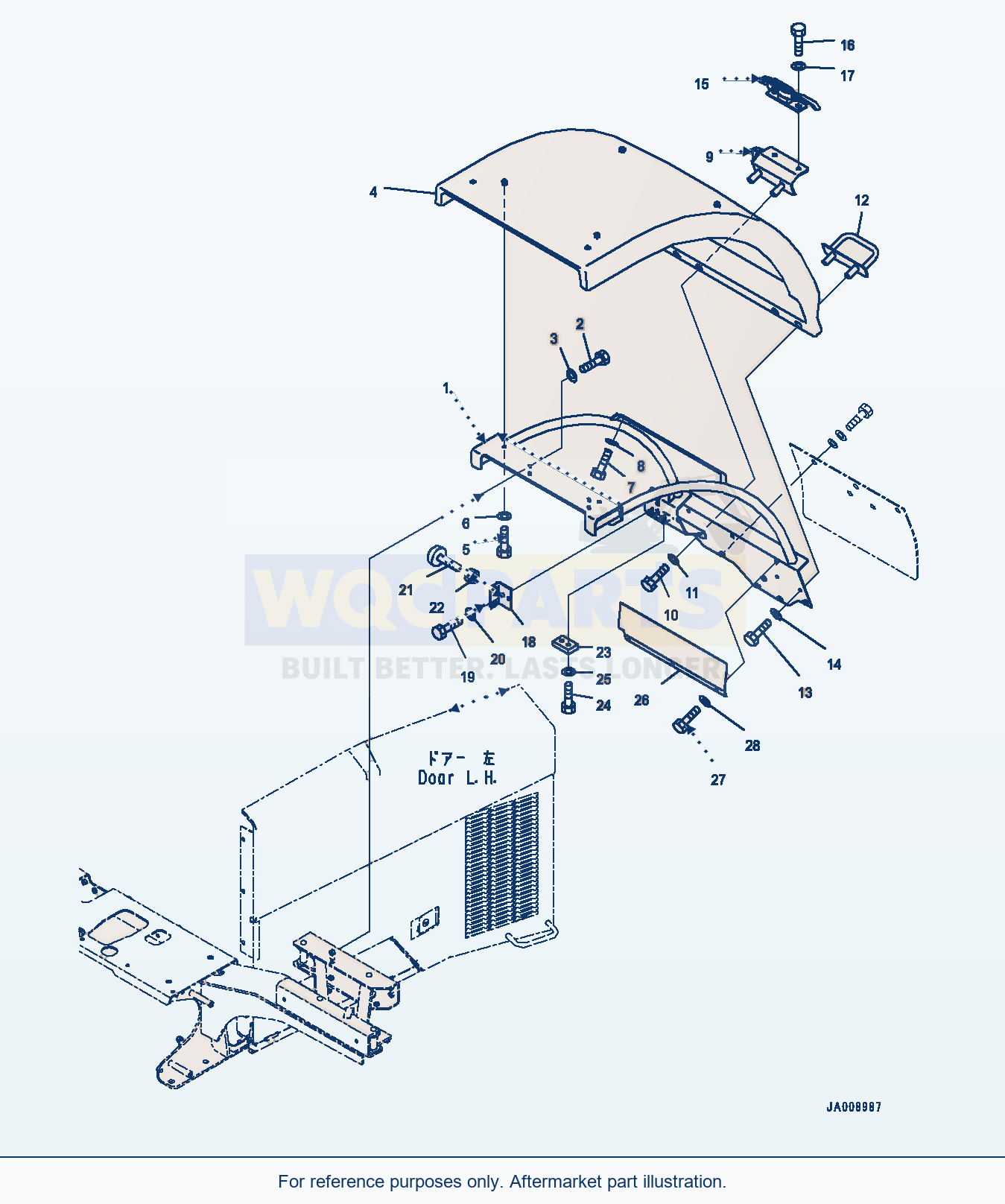 Komatsu WA380-7 Rear Fender, Fender, Lhs Serial H62051-UP parts diagram