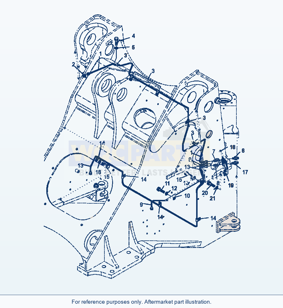 Komatsu WA380-7 Remote Grease Front Frame parts diagram