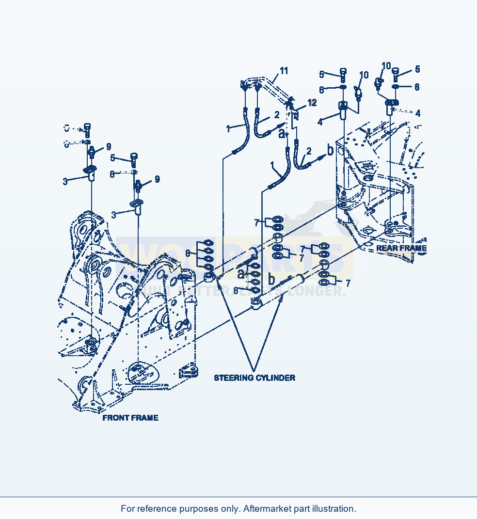 Komatsu WA380-7 Steering Cylinder Mounting Pins And Hoses parts diagram