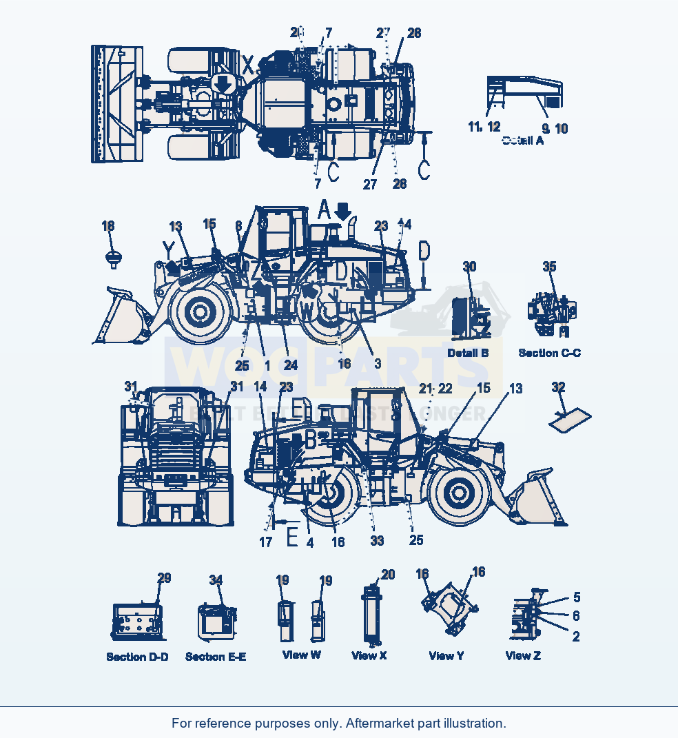Komatsu WA380-7 Exterior Plates And Decals English parts diagram
