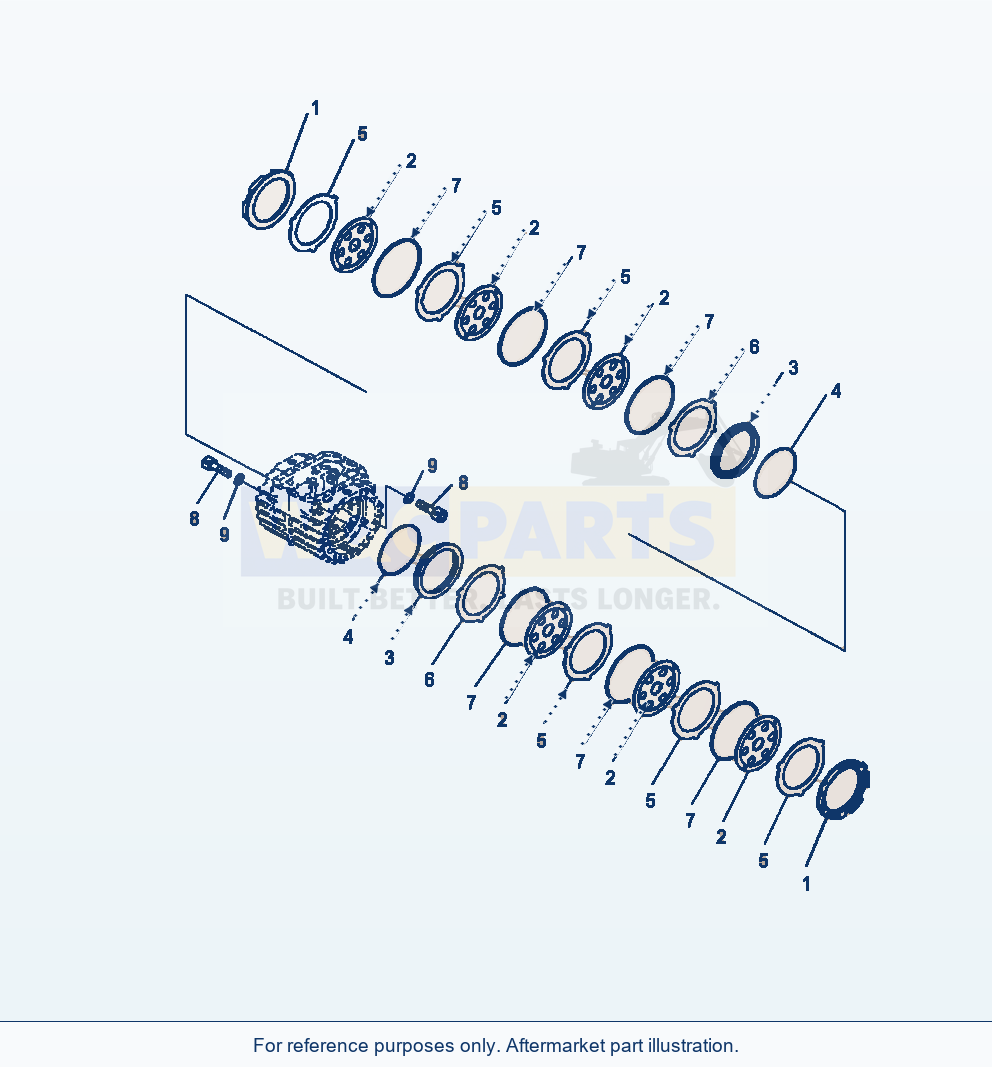 Komatsu WA380-7 Front Axle Brake parts diagram