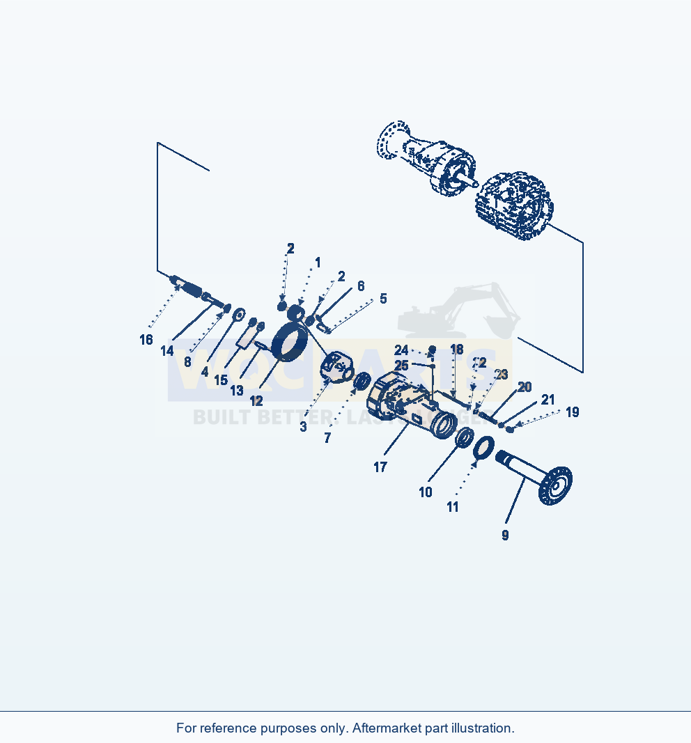 Komatsu WA380-7 Front Axle L.H. Final Drive parts diagram