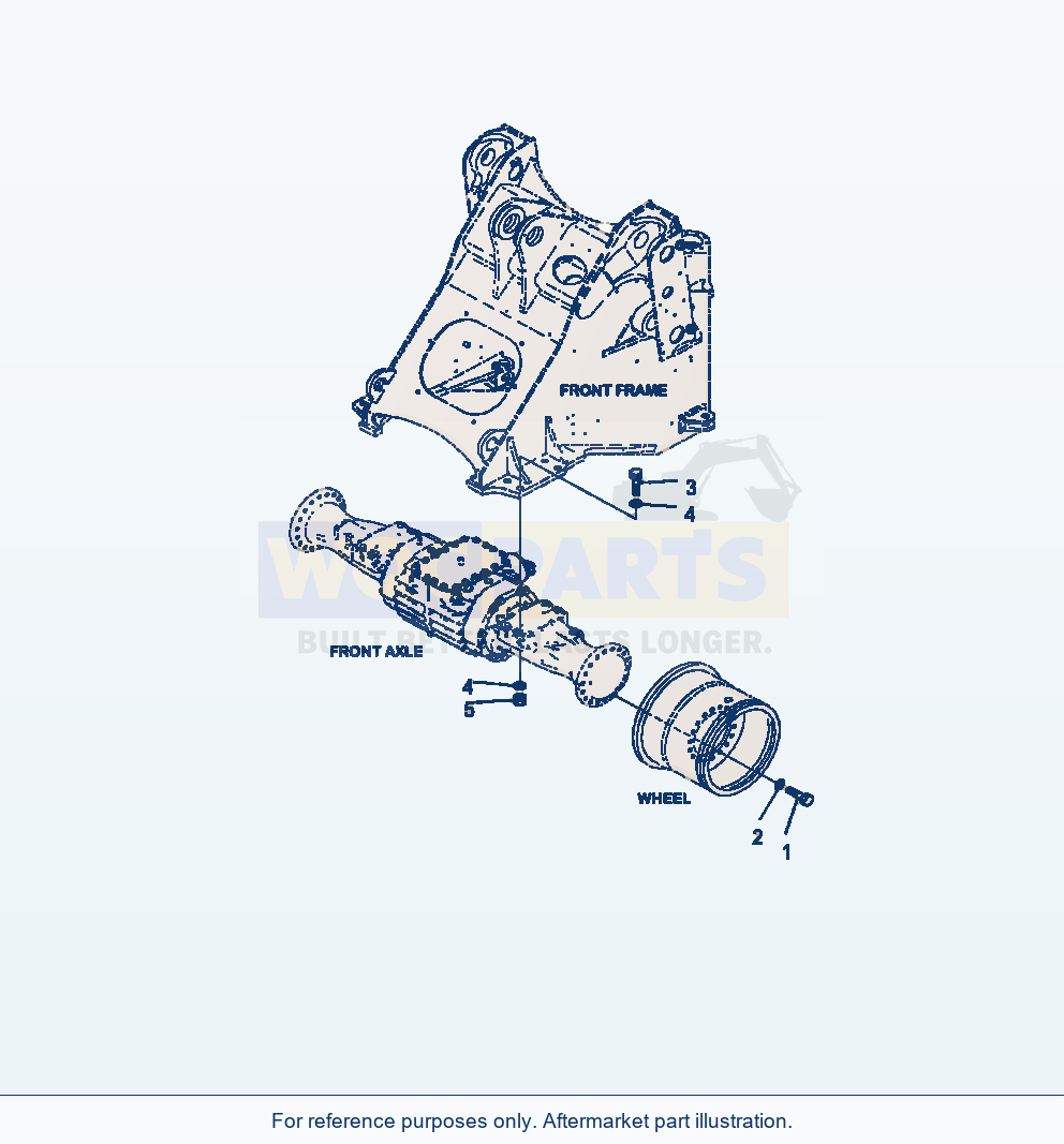 Komatsu WA380-7 Front Axle Wheel Rim Mounting parts diagram
