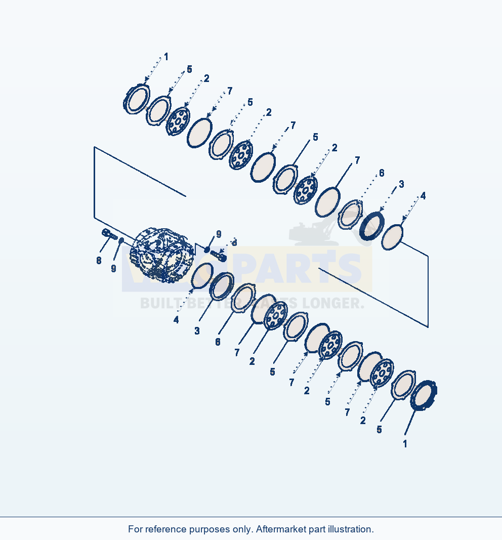 Komatsu WA380-7 Rear Axle Brake parts diagram