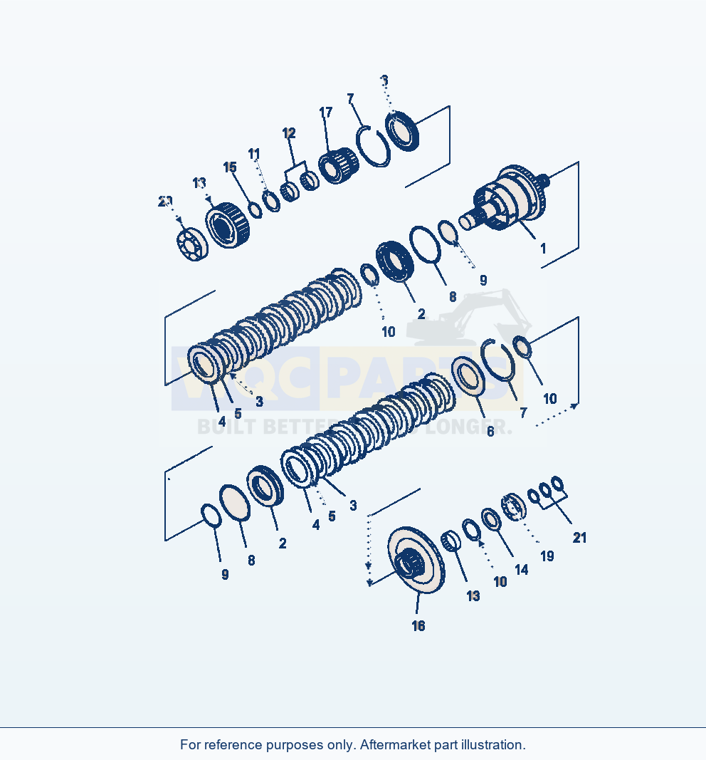 Komatsu WA380-7 Transmission 1St And 4Th Clutch parts diagram