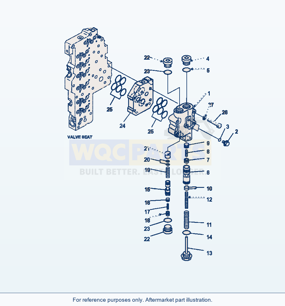 Komatsu WA380-7 Transmission Main Relief Valve parts diagram
