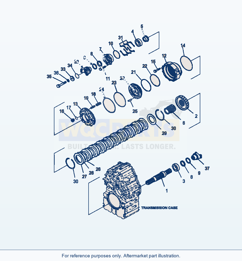 Komatsu WA380-7 Transmission Output Shaft parts diagram
