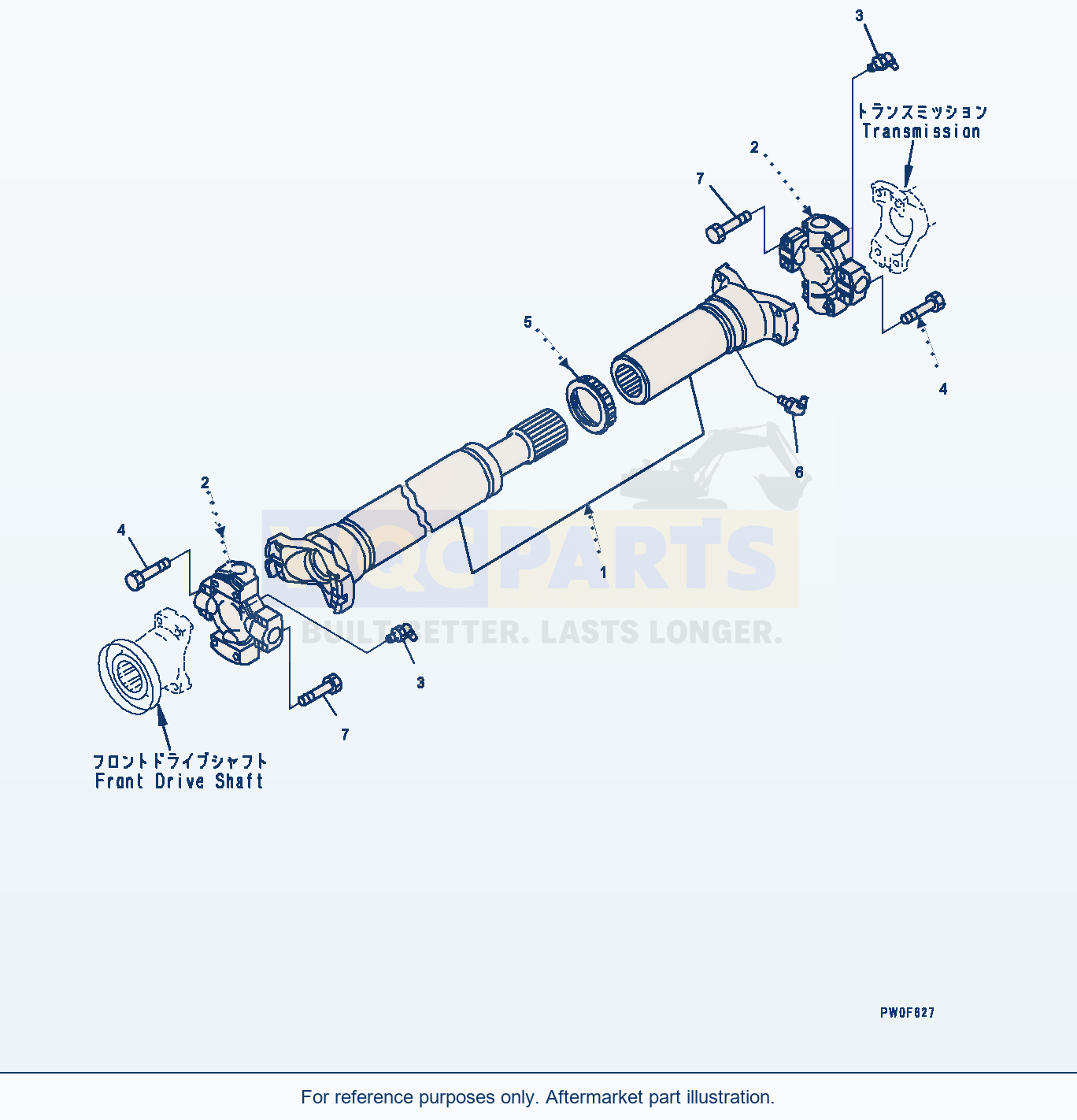Komatsu WA380-7 Propeller Shaft, Center Shaft (#10001-) parts diagram