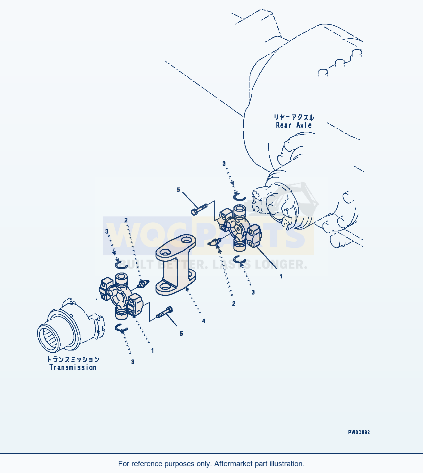 Komatsu WA380-7 Propeller Shaft, Rear Shaft (#10001-) parts diagram