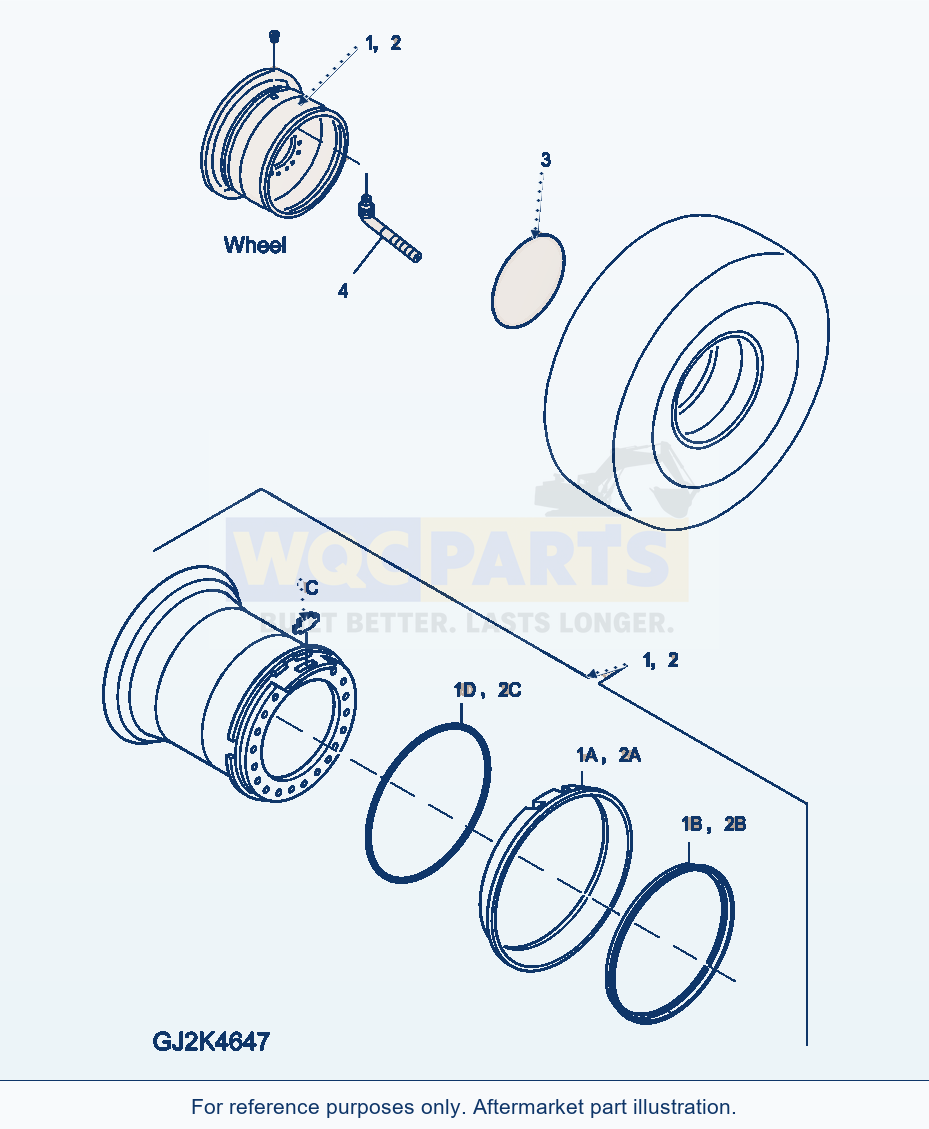 Komatsu WA380-7 Rim, For Tire 20.5 R25 parts diagram