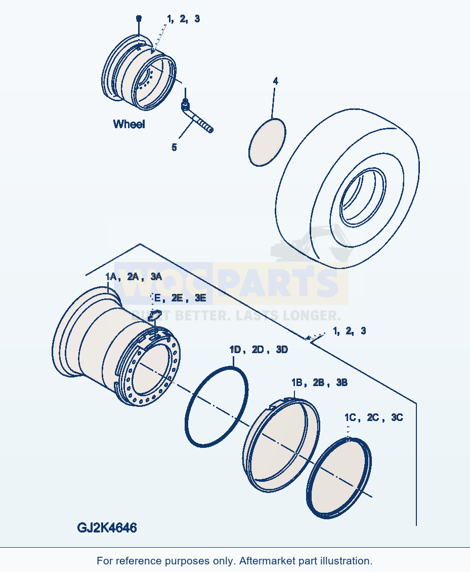 Komatsu WA380-7 Rim, For Tire 23.5 R25 parts diagram