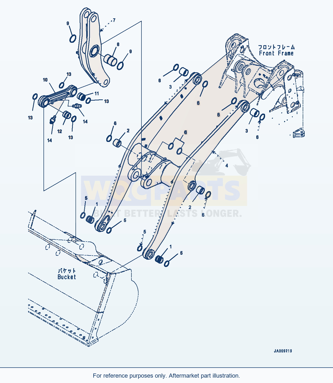 Komatsu WA380-7 Boom And Bell Crank, Boom, Bell Crank And Link parts diagram