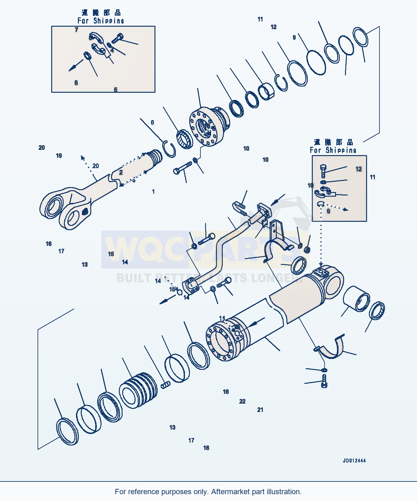 Komatsu WA380-7 Boom And Bell Crank, For High Lift Boom, Pin parts diagram