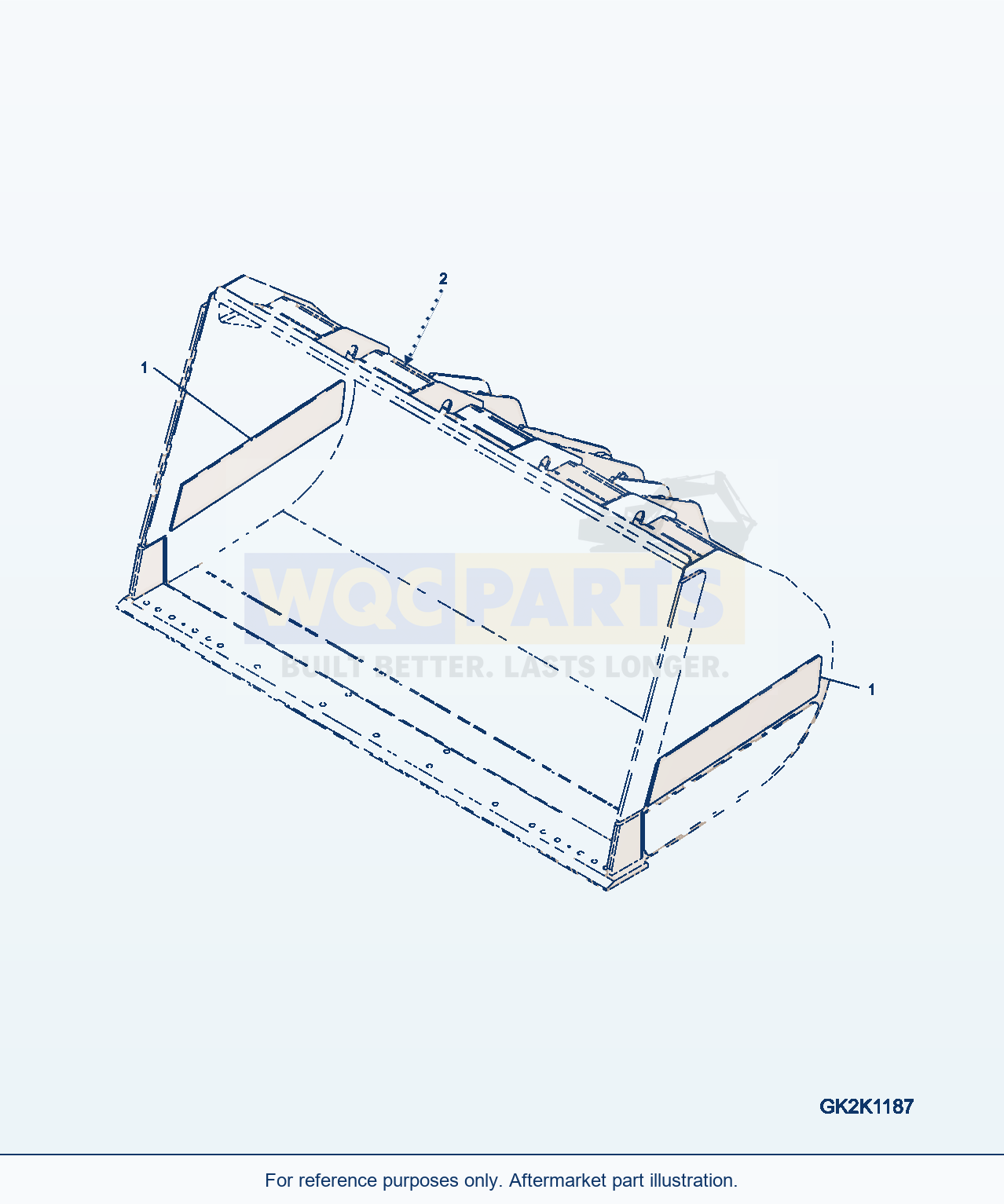 Komatsu WA380-7 Bucket, With Wear Plate Side, Long, (Code: S84) parts diagram