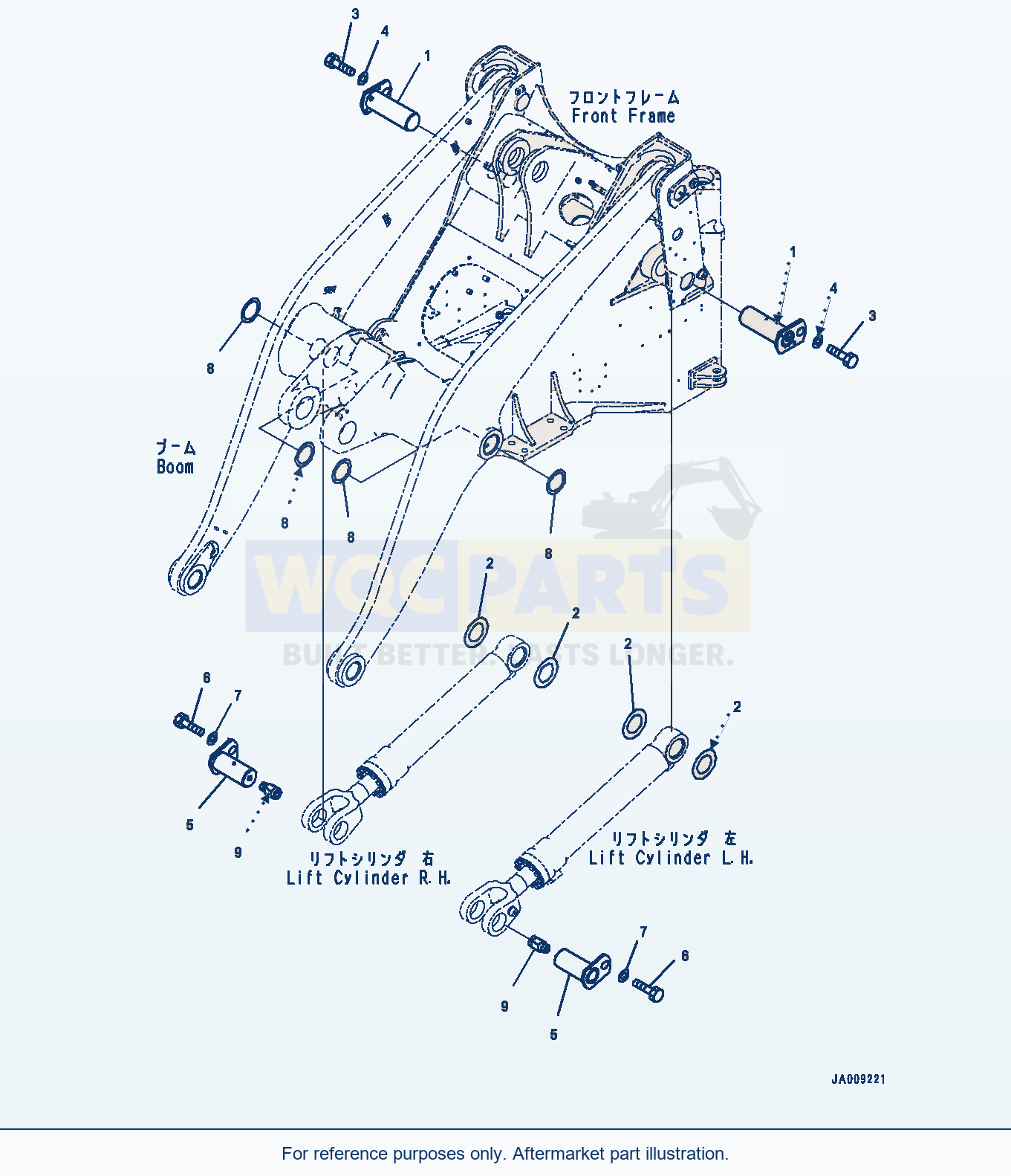 Komatsu WA380-7 Lift Cylinder, Pin Serial H62051-UP parts diagram