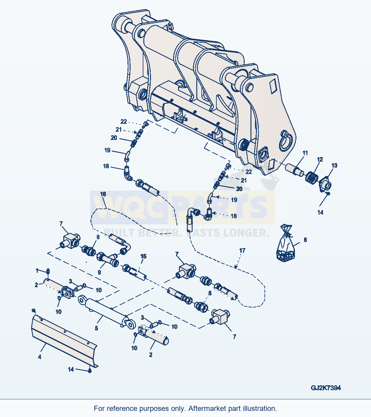 Komatsu WA380-7 Quick Coupler, Inner Serial H62051-UP parts diagram