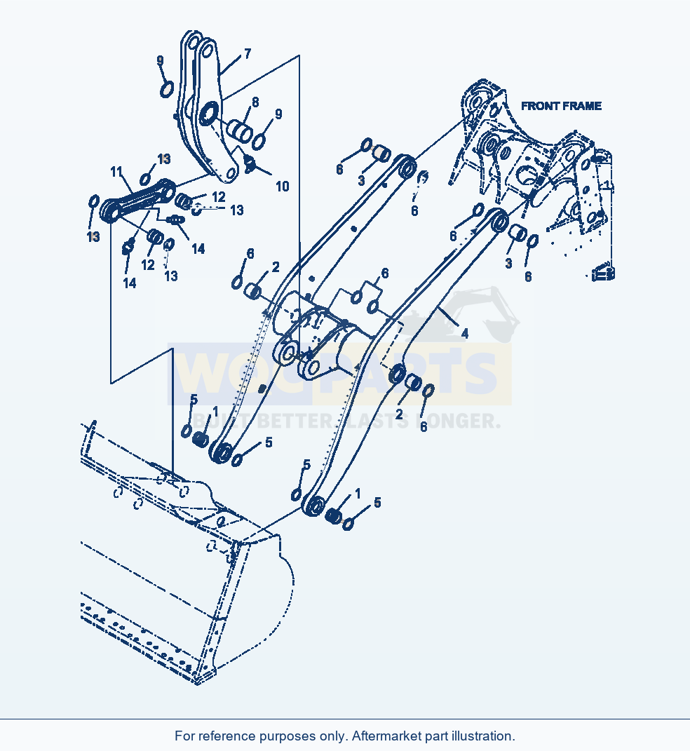 Komatsu WA380-7 Boom And Bell Crank Complete Assembly parts diagram