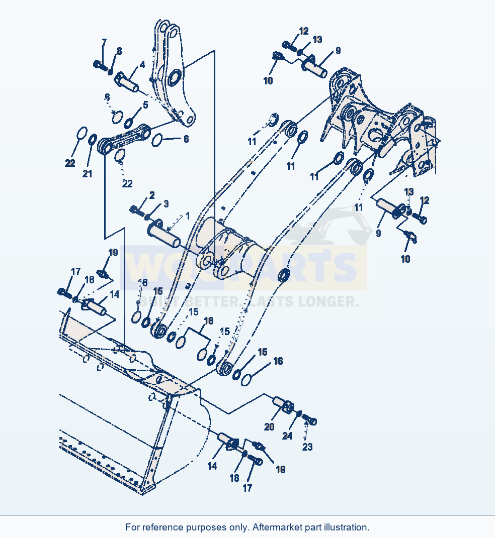 Komatsu WA380-7 Boom And Bell Crank Mounting Pins parts diagram