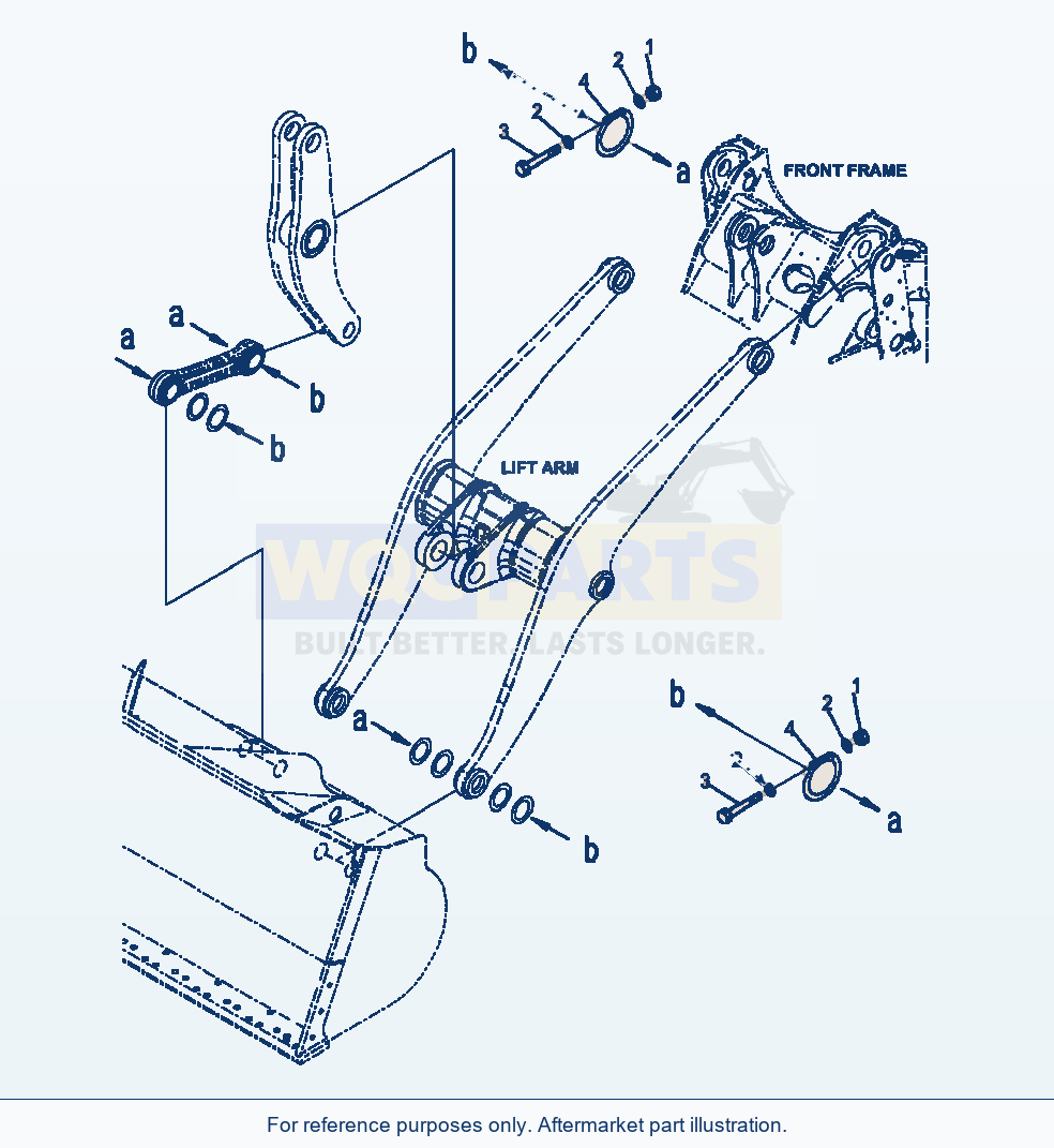 Komatsu WA380-7 Boom And Bell Crank Service Cord Rings Only parts diagram