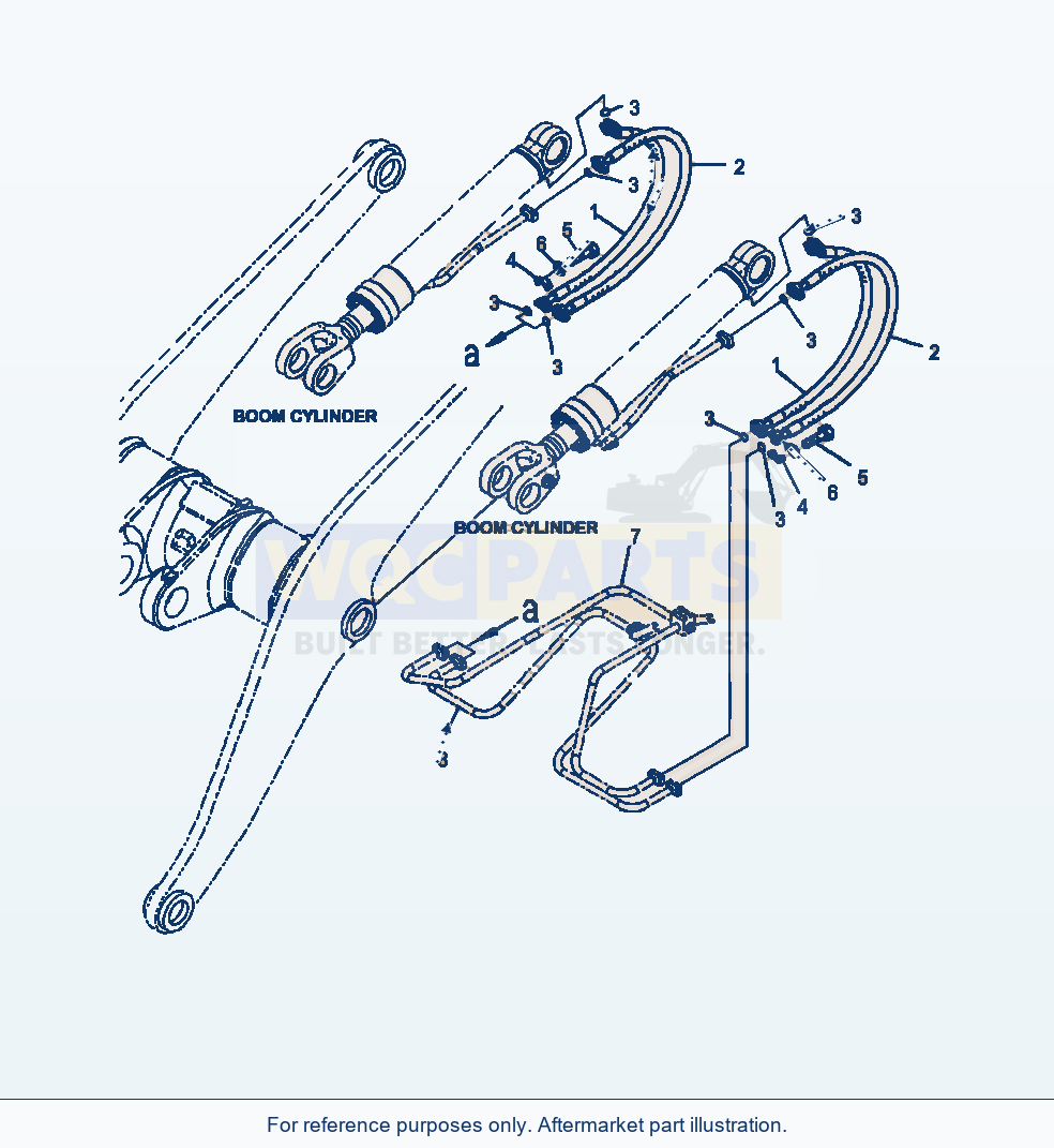 Komatsu WA380-7 Boom Cylinder Hoses parts diagram