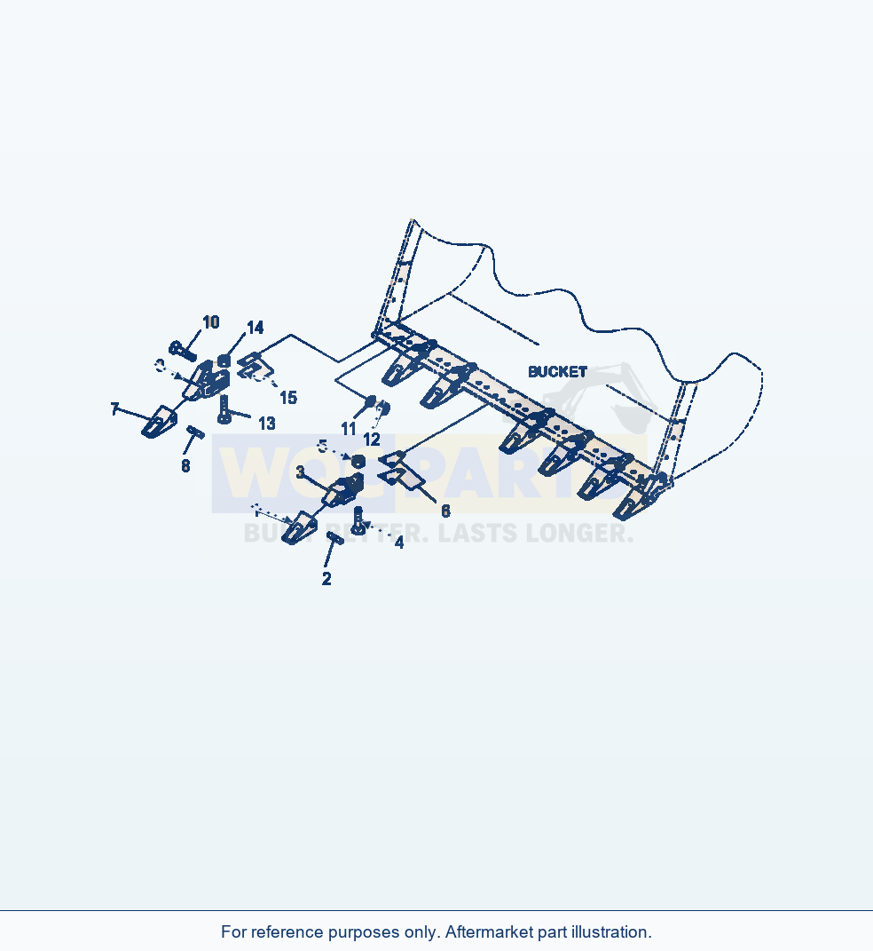 Komatsu WA380-7 Bucket Tooth parts diagram