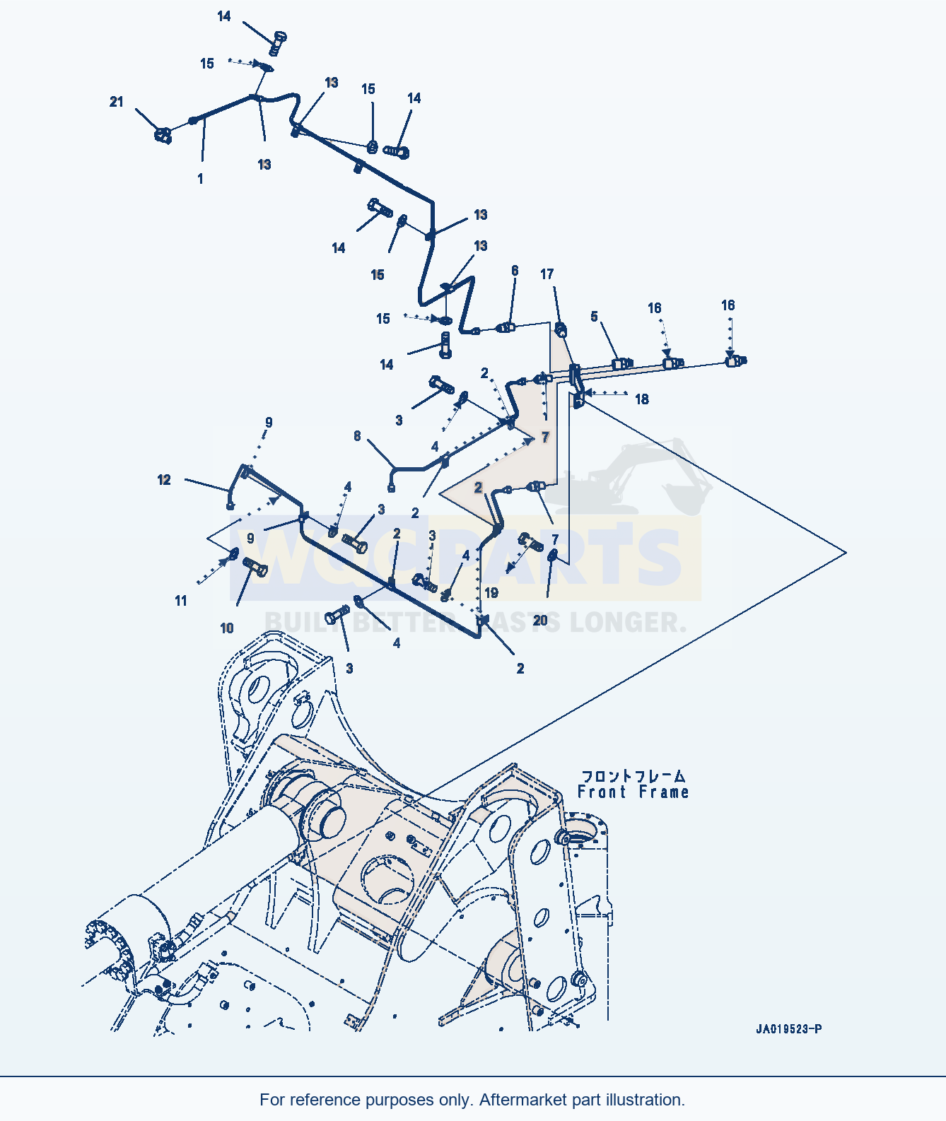 Komatsu WA380-8 Remote Greasing System, Front Piping (#15001-) parts diagram
