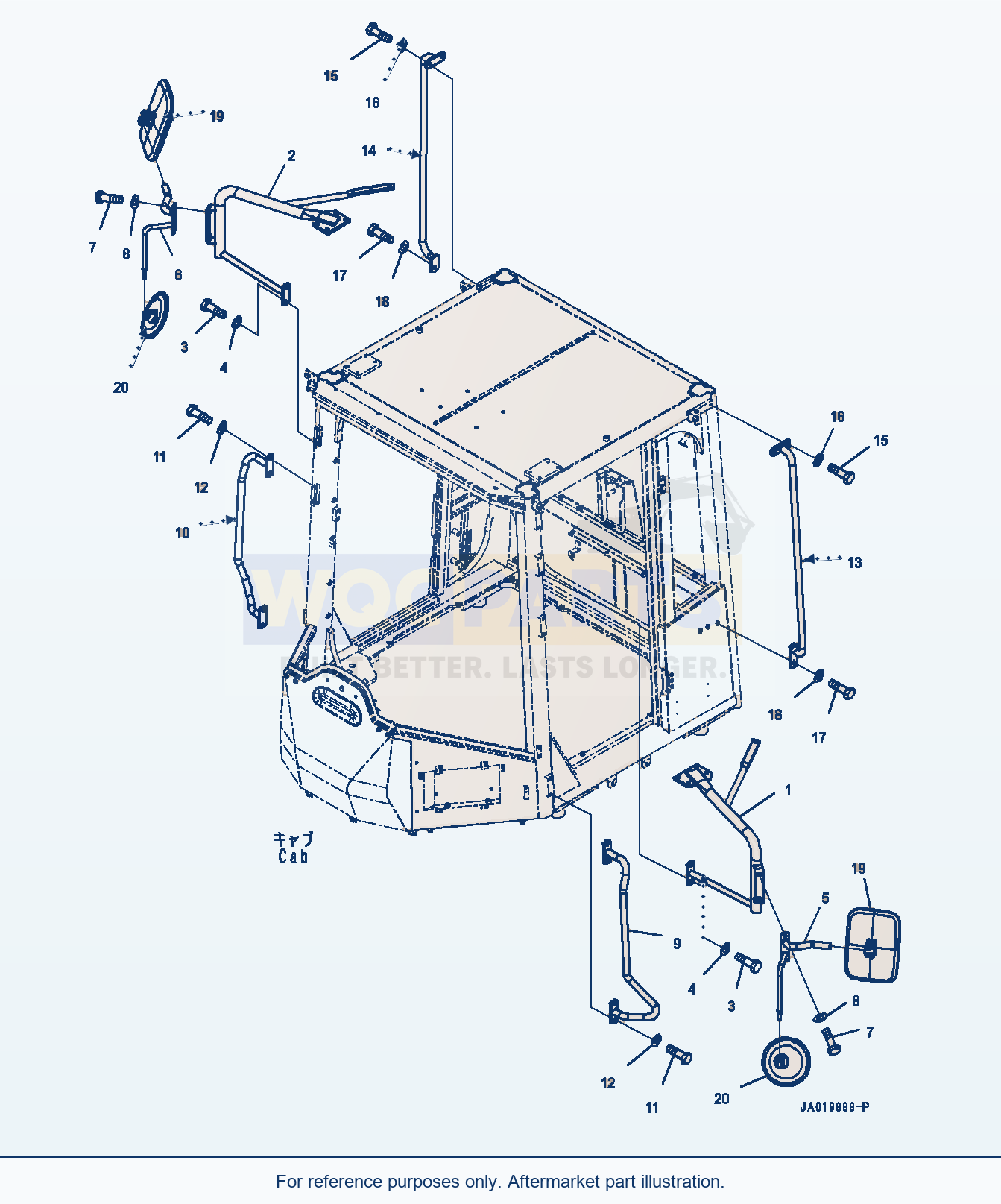 Komatsu WA380-8 Mirror, (#15001-15054) parts diagram