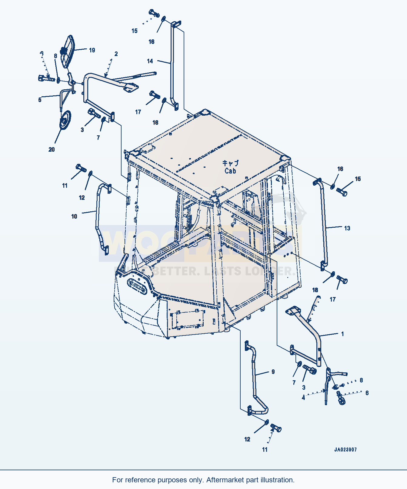 Komatsu WA380-8 Mirror, (#15055-) parts diagram