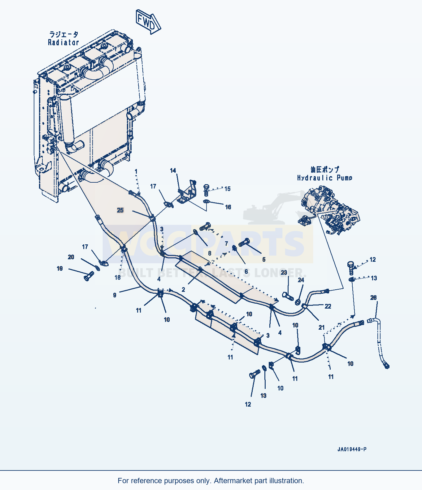 Komatsu WA380-8 Cooling Fan Drive Piping (#15001-) parts diagram