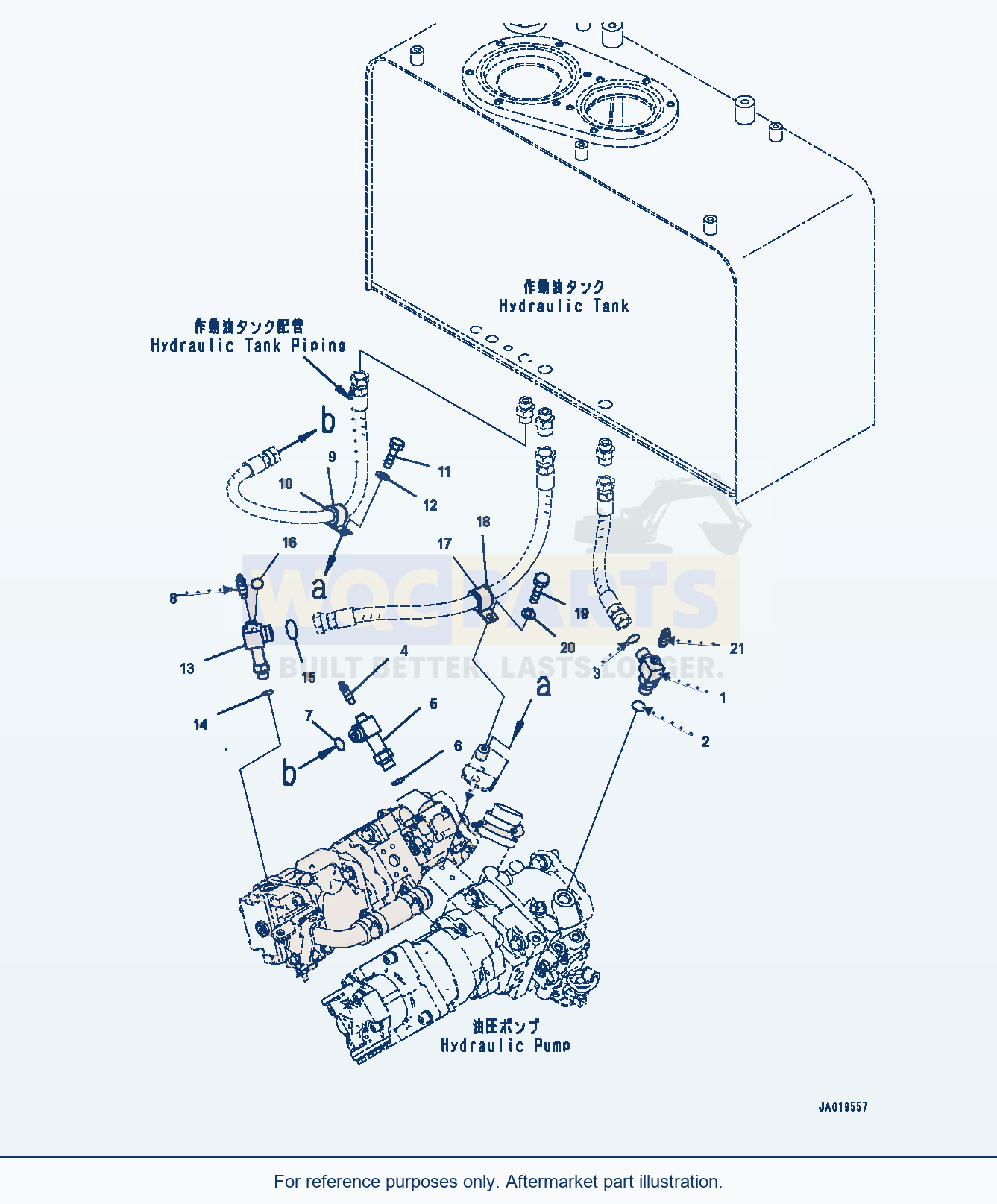 Komatsu WA380-8 Hydraulic Pump, Drain Piping (#15001-) parts diagram