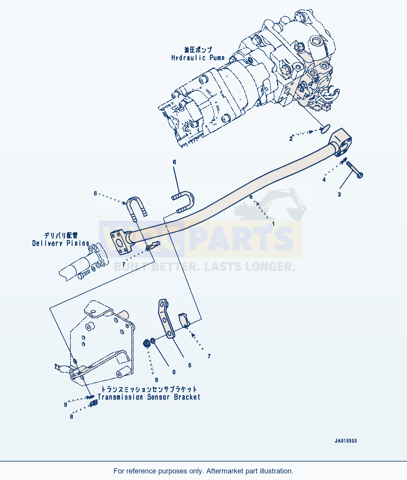 Komatsu WA380-8 Hydraulic Pump, Hydraulic Pump Piping (#15001-) parts diagram