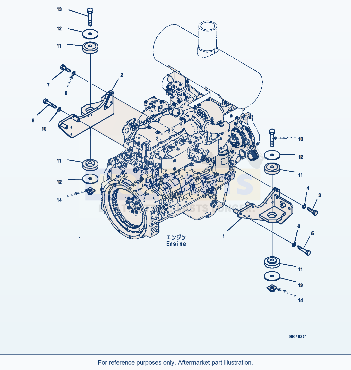 Komatsu WA380Z-6 Engine Mounting (#66847-) parts diagram