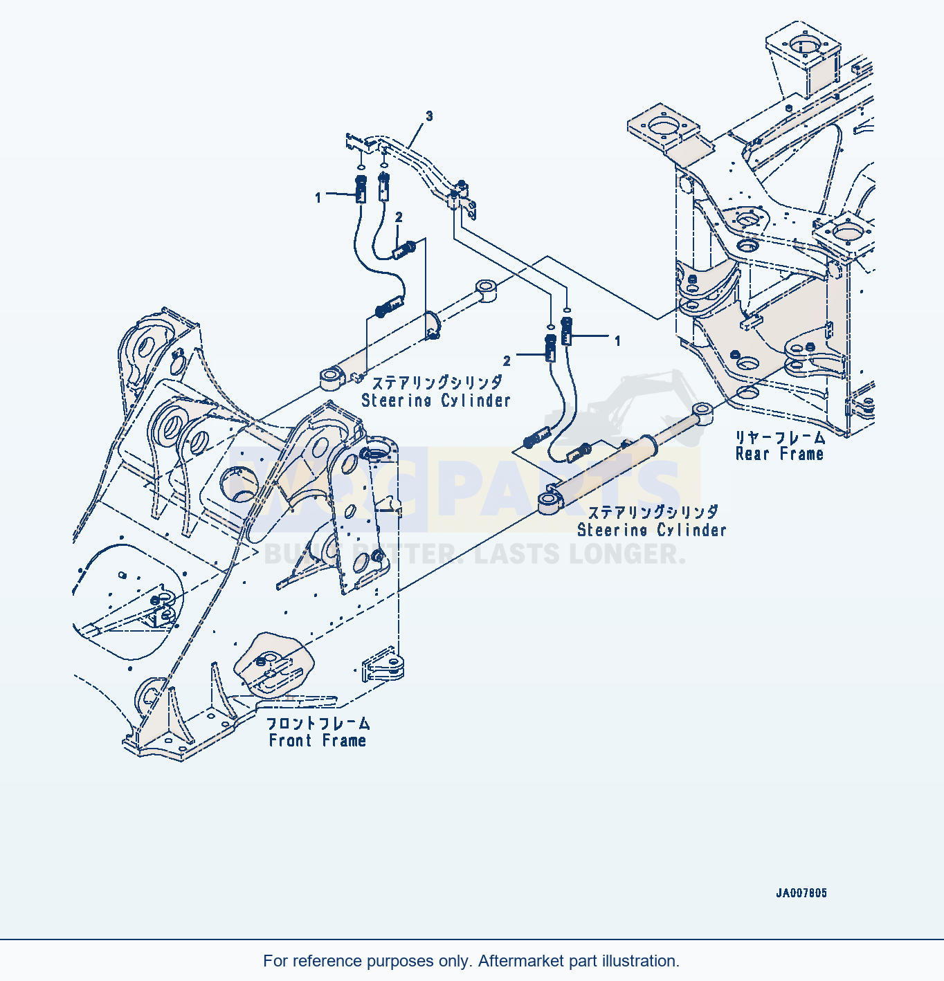 Komatsu WA380Z-6 Steering Cylinder, Piping (#66847-) parts diagram