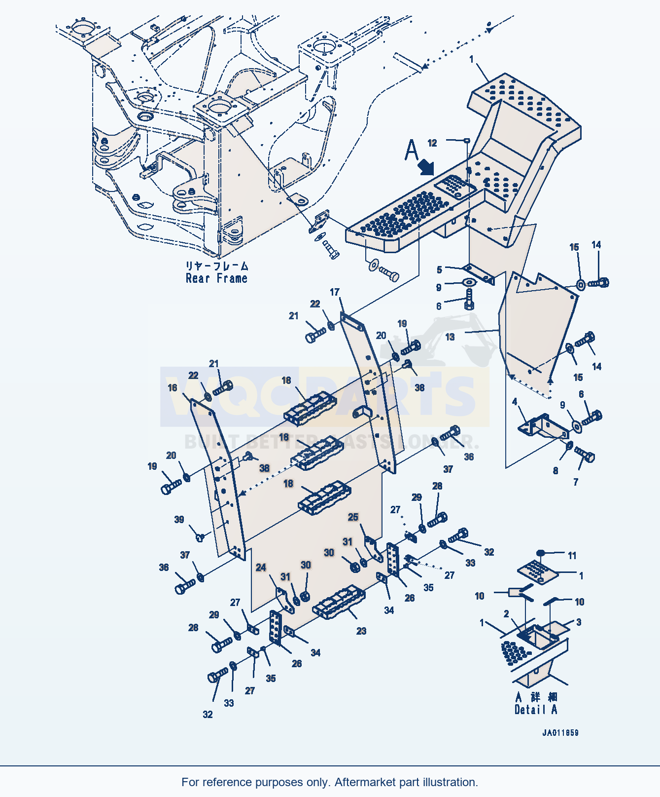 Komatsu WA380Z-6 Ladder, With Mudguard — Ladder, L.H. (#66847-) parts diagram