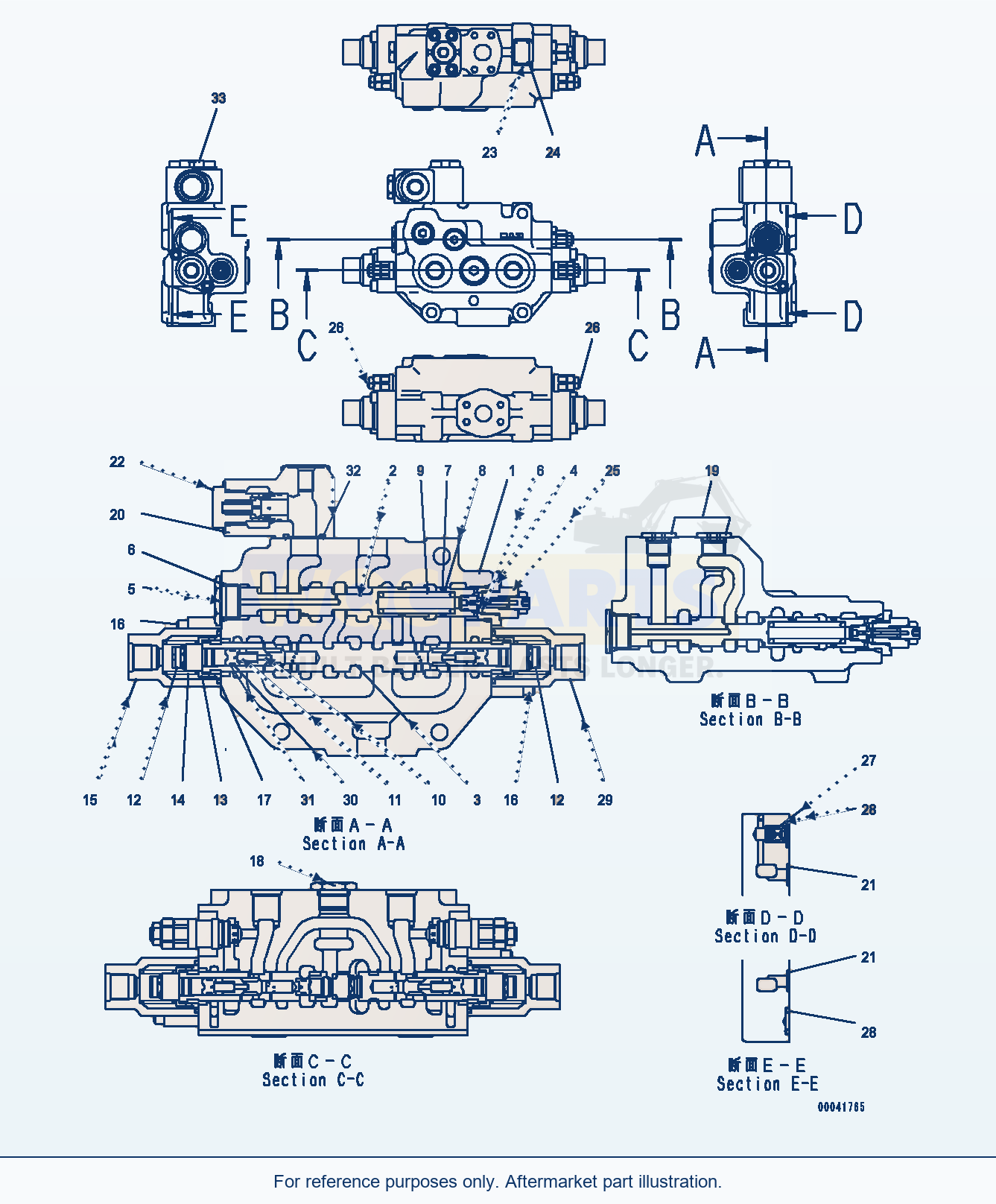 Komatsu WA380Z-6 Steering Demand Valve (Inner Parts) (|H00166) parts diagram
