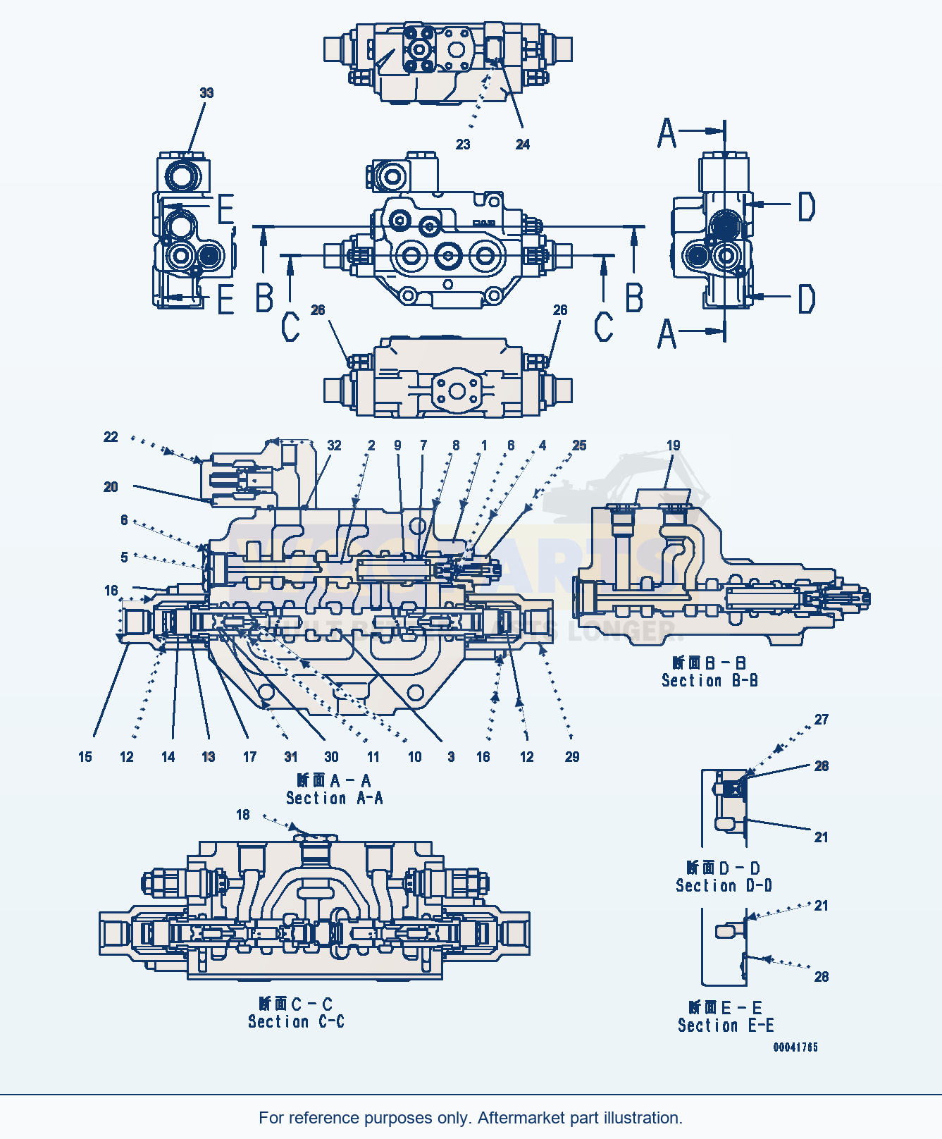 Komatsu WA380Z-6 Steering Demand Valve, Inner Parts (#66847-) parts diagram